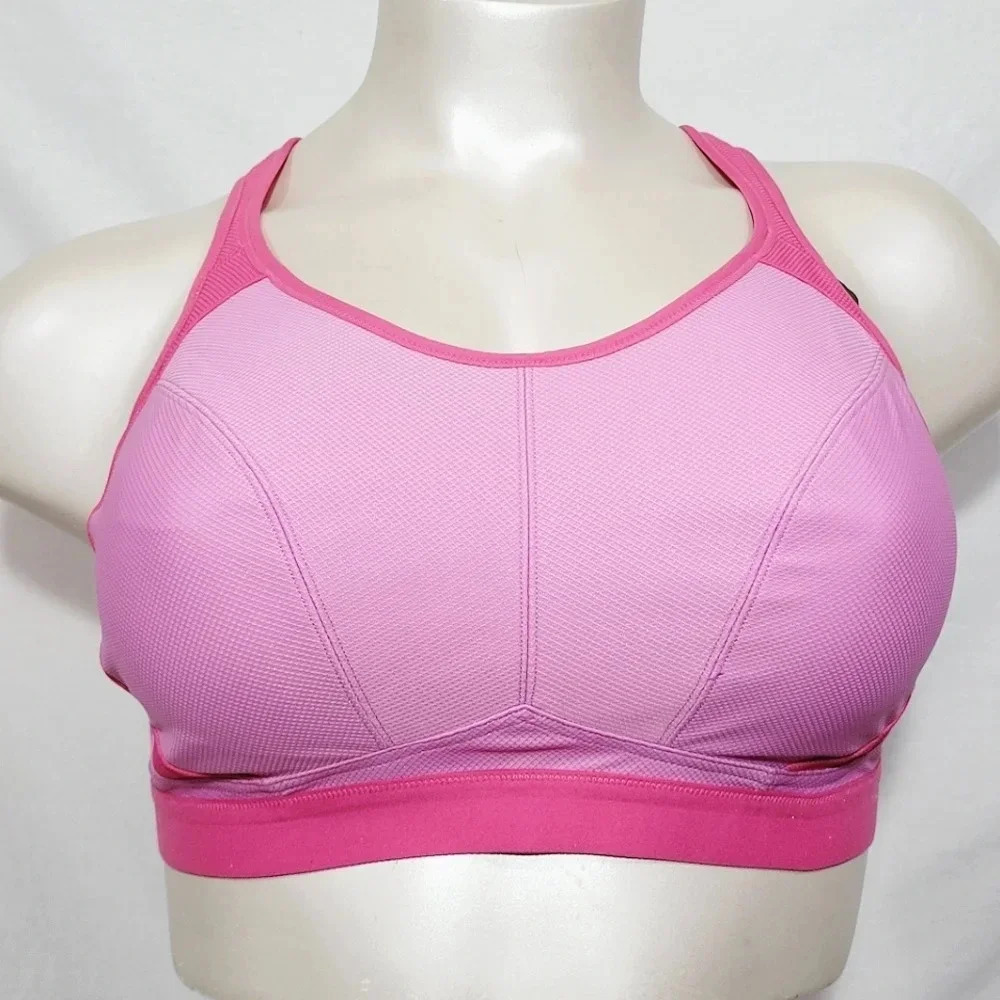 44DD‎ Felina 215152 Unity Unlined Wire Free Sports Bra Cyclamen Pop Pink NWT